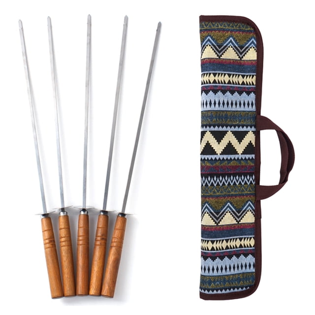 Techinal 5 Pcs Fourchettes à Rôtir avec Sac Brochettes de Hot Dog Outil de Barbecue