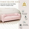 thumbnail image 2 of 82.7" Chesterfield Sofa with 2 Pillows, Velvet Button Tufted 3 Seater Couch with Nailhead Trims & Metal Legs, Oversized Deep Seat Sofa with Padded Cushions for Living Room Office Bedroom, Pink, 2 of 8