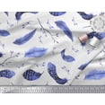 thumbnail image 3 of Soimoi Blue Cotton Duck Fabric Leaves & Feather Print Fabric by the Yard 42 Inch Wide, 3 of 3