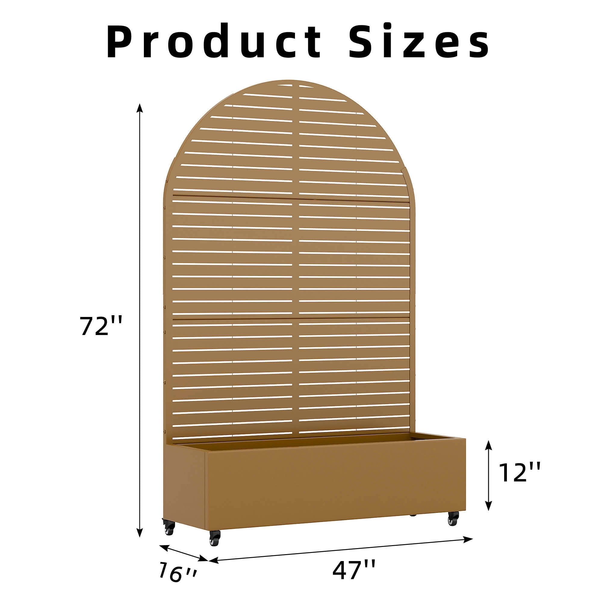 MAYEERTY 72x47x16 Inch Brown Metal Arched Planter Box with Trellis, 3 Piece Set for Outdoor Garden & Patio