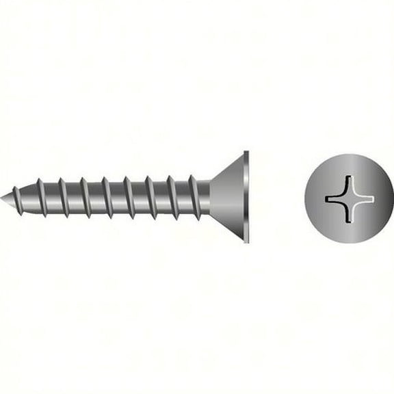SeaChoice 00689; #6X1/2 Phillips Head Flat Sheet Metal Screw Stainless Steel 100/ Bag