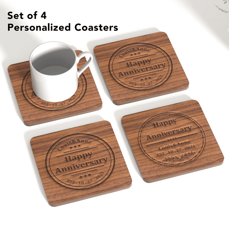 Personalized Wood Coasters & Stand Corporate Gift Ideas - Teals