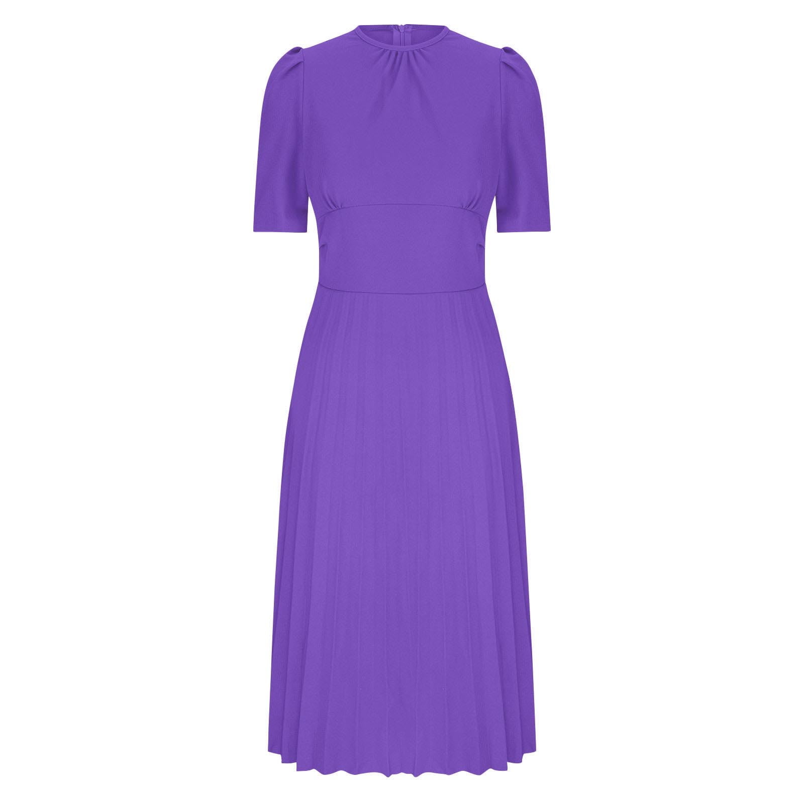 Weiqiqre Summer Dresses for Women Casual Fit and Flare Swing Dress Round Neck Short Sleeve Flowy Church Dress