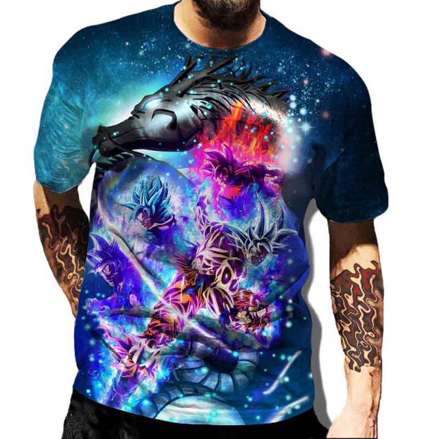 Camiseta Impresa 3D Anime Vegeta Son Goku Hombres Moda Casual Dibujos Animados Cool Tops De Gran Tamañopangjing