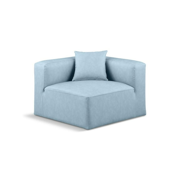 Meridian Furniture Cube Light Blue Vegan Leather Corner Chair