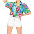 thumbnail image 5 of HAPPY BAY Button Down Shirt for Women Floral Summer Beach Party Blouses Shirt Blouse Short Sleeve Vacation Tops Casual Hawaiian Shirts for Women S Flower Leafs, Blue, 5 of 5