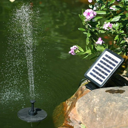 Reactionnx Solar Fountain Pump with LED Lighting, 1.5W Floating Solar Panel Submersible Water Pump Kit, Battery Backup, for Bird Bath Garden