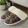 thumbnail image 4 of Chririnla Mandala Dragonfly Cotton Slippers with Fur Edges Warm House Shoes with Anti-Skid Sole Warm Plush Bedroom Shoes, 4 of 7