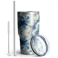 thumbnail image 2 of 30oz Indigo Tie Dye Star Tumblers Stainless Steel Tumbler with Lid and Straw,Vacuum Insulated Double Wall Travel Tumbler Cups Mug with Cleaning Brush for Coffee,Tea, 2 of 7