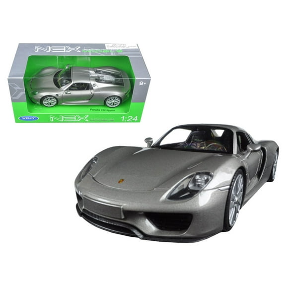 Welly Porsche 918 Spyder Silver Closed Roof 1/24 Diecast Model Car