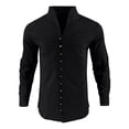 thumbnail image 5 of Vetsdori Mens Long Sleeve T-Shirts Linen Winter Button down Outdoor Pocket Casual Plain Stand-up collar Tops for Men Trendy, 5 of 9