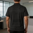 thumbnail image 3 of TKKCS Mens Horizontal Striped Polo Shirt- Collared Classic Fit Breathable Short Sleeve Casual Moisture Wicking Knit Golf Shirts Black Size XL, 3 of 7