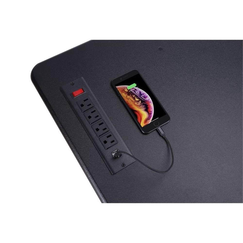 Pemberly Row 46" Adj Standing Desk Converter/Desktop AC USB Charger - Black