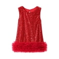 thumbnail image 2 of YOUYEDIAN Toddler Girls Sequin Dress A-Line Sparkly Sleeveless Wedding Gown Party Dresses for Girls (Red, 2-3 Years), 2 of 6