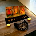 thumbnail image 3 of Acahhotxx Display Card, Wooden Tarot Card Stand Holder Moon Phases Base Moon Shape and Rectangle Cards Holder for Witch Divination Tools - Black - 4, 3 of 3