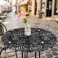 thumbnail image 6 of Round Fitted Tablecloth,Coffee Time White Quote on Black Circle Table Cover Waterproof Table Cloth with Elastic Edge,Milk Tea Cup Cocoa Bean Outdoor Tablecloths for Kitchen Picnic 55-60in, 6 of 9