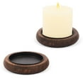 thumbnail image 2 of Set of 2 Wood Candle Holder Farmhouse Decor - Pillar Candle Holders for Table Centerpiece Small Tray Riser Round Wooden Plate Pedestal Stand for Coffee Table Home Living Room, 2 of 6
