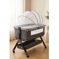 thumbnail image 6 of Baby Bassinet 5 in 1,Baby Bedside Bassinet with DiaperTable, Mosquito Net, Mattress, Storage Layer, Can BeStored in One Button Travel Crib (Beige), 6 of 6