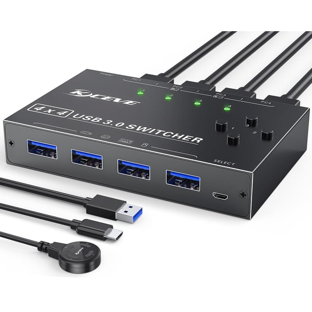 Interruptor USB 3.0, conmutador USB 4 computadoras que comparten 4 dispositivos USB, conmutador peri