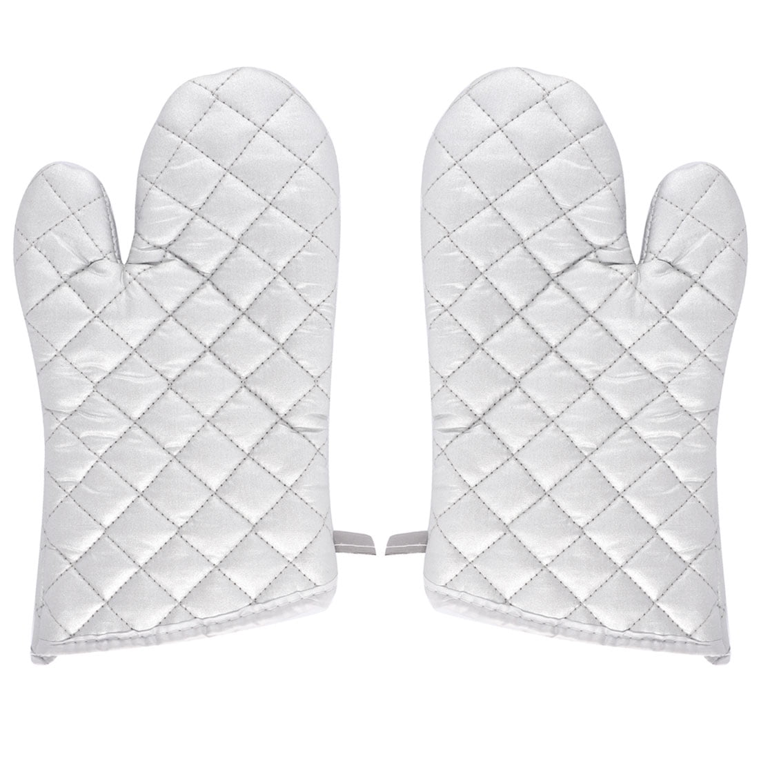 Bakery Heat Resistance Baking Insulated Oven Gloves Silver White Pair