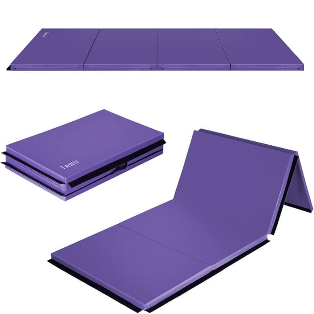 VIWAT Gymnastics Mat 4 x10 x2 Floding Interlocking Gymnastics Mats with Carrying Handles Thick Gym Mat Violet