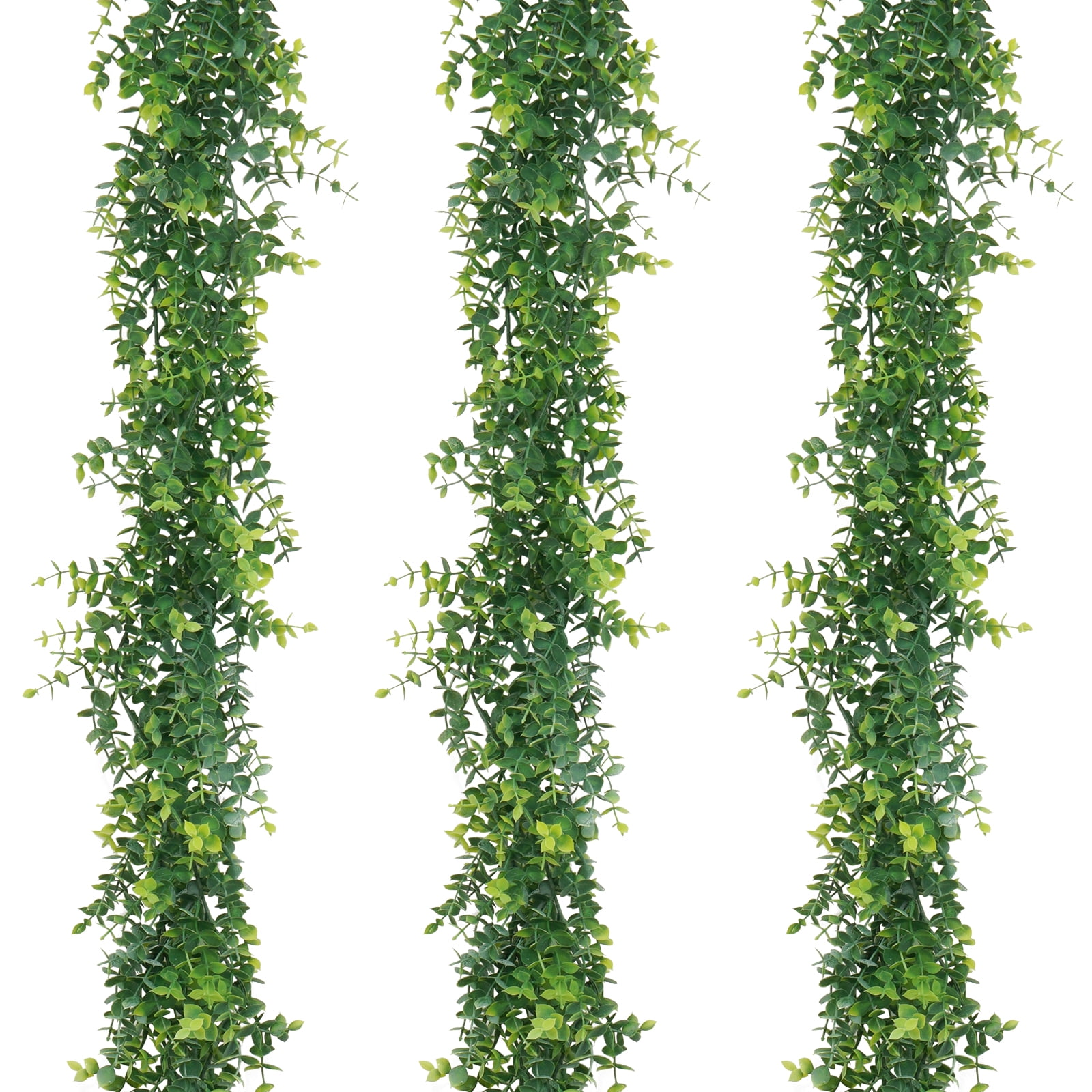 Dolicer Artificial Eucalyptus Garland Decor, 6Ft Artificial Greenery Garlands Fake Vines Green Garlands Home Wedding Decoration, 3 Pack, Grey Green