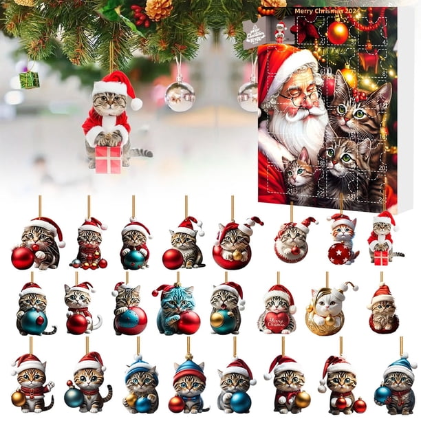 Calendario de Adviento 2024 con rompecabezas navideños, calendario de cuenta regresiva de 24 días con gatos navideños, rompecabezas para niños, adultos, niños y niñas, juego de calendario de Adviento