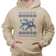 thumbnail image 2 of Reindeer Christmas Cross Stitch Hoodie Sweatshirt Unisex 4X-Large Sand, 2 of 5