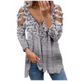 thumbnail image 2 of Blouse Décontractée à Col en V avec Fermeture Éclair et Pli de Couleur pour Femmes, 2 of 6