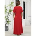 thumbnail image 7 of Chiclily Women's Summer Short Sleeve Maxi Dress with Pockets - Soft Casual Loose Long Boho Sundress for Beach & Vacation, Red Size XL, 7 of 7