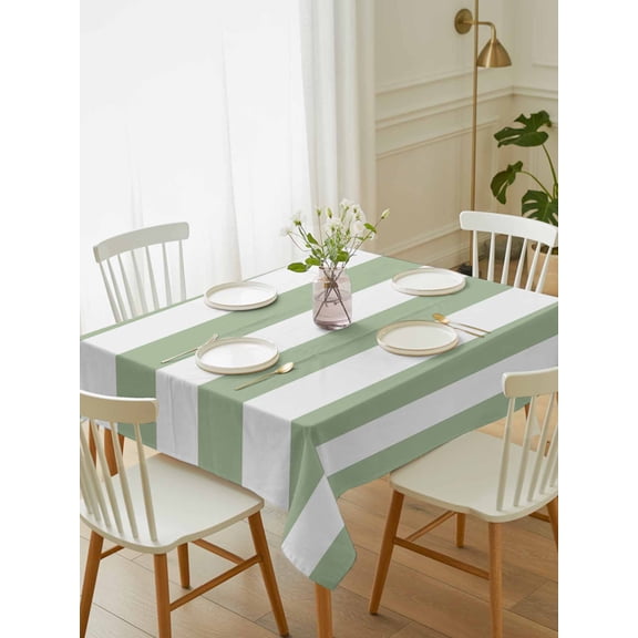 Sage Green Striped Tablecloth Rectangle Table Cloth 52x70,Waterproof Outdoor Table Cloth Covers Decorative Table Protector,Farmhouse Sage Green Stripes Washable Table Cover for Kitchen Dinning Party