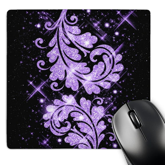 3dRose, Floral Glitter Swirls Purple, MousePad