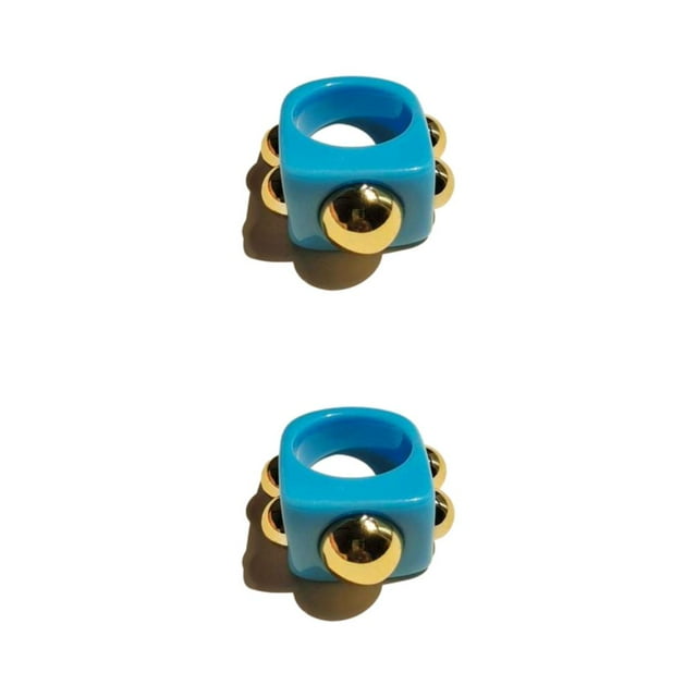 Youkk Beautiful Gold Rings Statement For Fashionable Women Durable Women Rings blue 2Set