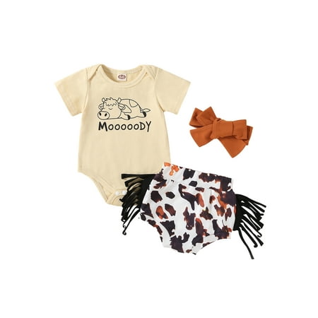 

MissiMae Kids Girls Pants Suit Casual Party Short Sleeve Romper Tops + Short Trousers + Headband for Summer 0-12M