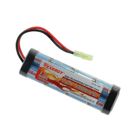 Tenergy 9.6V Airsoft Battery High Capacity 1600mAh NiMH Flat Battery Pack with Mini Tamiya Connector for Airsoft Guns MP5, Scar, M249, M240B, M60, G36, M14, RPK, (Best Battery For Airsoft Gun)
