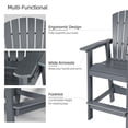thumbnail image 6 of Aoodor Tall Adirondack Chairs Set of 2, HDPE Outdoor Bar Stools with Connecting Tray, Patio Furniture for Backyard, Garden, or Balcony (Gray), 6 of 10