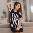 thumbnail image 3 of Honeii Veterans Day2 Print Women's Loose Short Sleeve Nightgown, Soft Cotton Sleepwear, Comfy Loose Fit Pajama Dress for Sleep and Lounge, 3 of 6