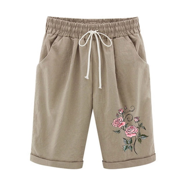 Top and Shorts Sets for Women, Womens Elastic Waist Printing Drawstring Shorts