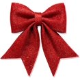 thumbnail image 1 of Glitter Bow Christmas Tree Topper Wreath Bows Decorations, red, 21*24, 1 of 5
