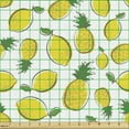 thumbnail image 2 of Lemons Upholstery Fabric by the Yard, Continuous Fresh Citrus and Pineapple Fruits Summer Theme, Decorative Fabric for DIY and Home Accents, Fern Green Earth Yellow by Ambesonne, 2 of 5