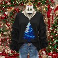 thumbnail image 2 of Womens Christmas Sweatshirts Pleated Long Sleeves Christmas Tops Crew Neck Pullover Sweater Blouses Xmas Graphic Dressy Causal Christmas Shirts Top, 2 of 5