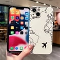 thumbnail image 4 of Funda de viaje con mapa del mundo de aviones para iPhone, 15 Pro Max, 14, 13, 12, 11, XS, XR, X, 7, 8 Plus, SE 2022, funda suave a prueba de golpes, 4 of 5
