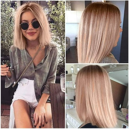 14 Inches Straight Hair Bob Wig Ombre Brown to Ash Blonde Color Middle Part Synthetic Full Wigs for Women (Brown&Ash blonde) | Walmart Canada 14 Inches Straight Hair Bob Wig Ombre Brown to Ash Blonde Color Middle Part Synthetic Full Wigs for Women (Brown&Ash blonde) | Walmart Canada