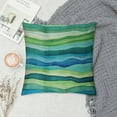 thumbnail image 2 of Nawypu  Throw Pillow Cover Abstract Bright Blue and Green Waves Hand Drawn Striped Watercolor Brush Dye Decorative Pillow Case Home Decor Square Pillowcase, 2 of 5