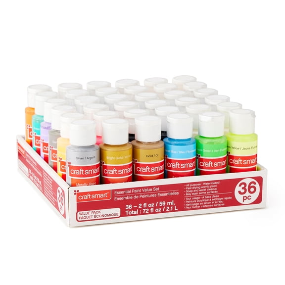 Craft Smart Essential Paint Value Set - Non-Toxic Paint for Drawing, Painting, Art & Crafts Supplies - 1 Pack