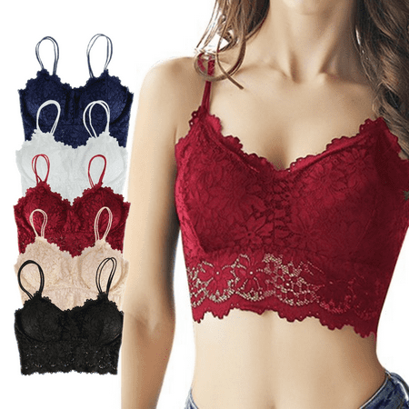 

Womens Sexy Lace Backless Bralette Bra Vest Crochet Tank Camisole Padded Bra Crop Top Lingerie