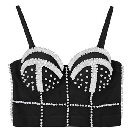 

JDEFEG Bra Set Bodysuits for Plus Size Women Deep V Bow with Diamond Encrusted Shape and Shape Hot Girl Nightclub Top Body Suit Underwear Women Push Up Bras for Women Polyester Black S