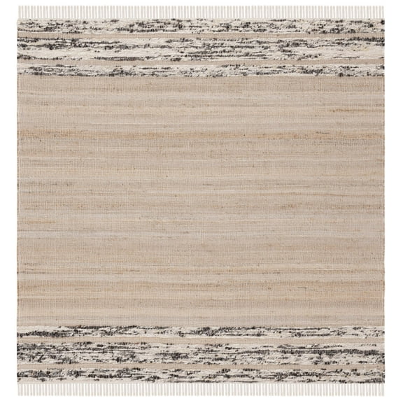 SAFAVIEH Natura Cathleen Solid Area Rug, Natural/Black, 6' x 6' Square