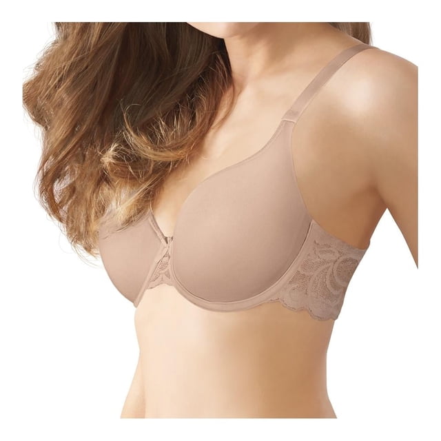 brasier para mujer playtex playsupport talla 36b rosa vista 3/4 centrada con copas preformadas y tirantes ajustables, cuerpo rosa liso con paneles laterales de encaje decorativo en espalda y centro y paneles flexibles en espalda que ayudan a estilizar la figura; a menudo usado como opción cómoda para uso diario.