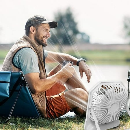 

Gnmfd Portable Hangable Fan Foldable Desktop Fan 3-speed Digital Display Fan 2600mAh Extra Long Life Quiet and Comfortable Suitable for Office Outdoor Home White